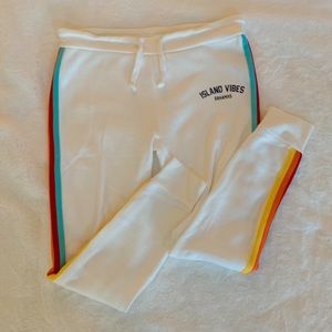 Ocean Drive Bahamas White Striped Sweatpants